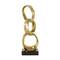 15" Gold Abstract Interlocked Rings Ceramic Sculpture with Black Base